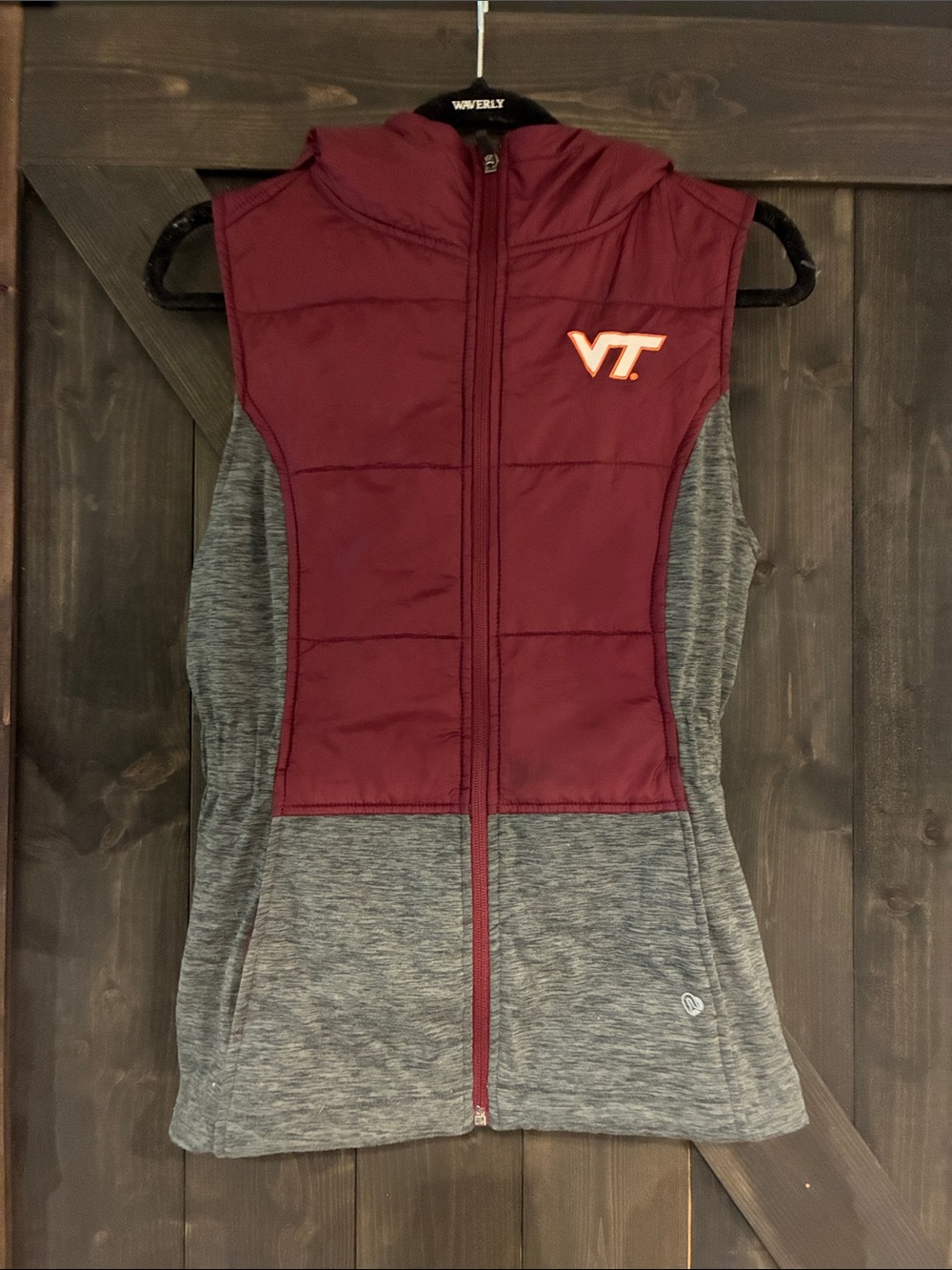 VT Maroon and Gray Quilted Sleeveless Vest